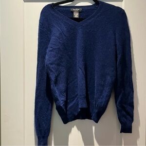 Cobalt/Royal Blue 💯 Cashmere V-Neck Sweater